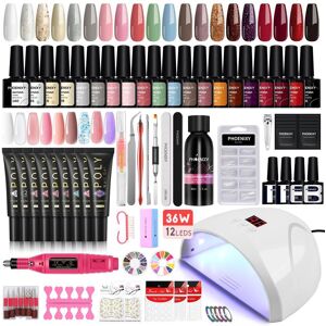 Phoenixy Nail Desigh Phoenixy Nagel-Set Mit Nagellampe, Nageltrockner, Nagelbohrmaschine, Maniküre-Set, Einweich-Nagelkunst-Werkzeug-Set, Poly-Nagelgel-Nagellack-Set Set 0