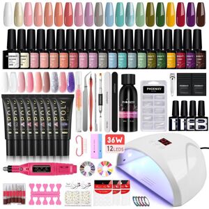 Phoenixy Nail Desigh Phoenixy Nagel-Set Mit Nagellampe, Nageltrockner, Nagelbohrmaschine, Maniküre-Set, Einweich-Nagelkunst-Werkzeug-Set, Poly-Nagelgel-Nagellack-Set Set 0