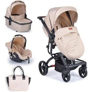 Cangaroo Kinderwagen Ellada 3 in 1 Babyschale, Babywanne, Sportsitz, klappbar beige