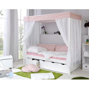 Ticaa Himmelbett Rosa Var. 2 - mit 5er Schubkästen