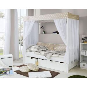 Ticaa Himmelbett Beige Var. 2 - mit 5er Schubkästen