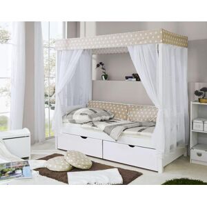 Ticaa Himmelbett Beige Var. 4 - mit 2er Schubkästen