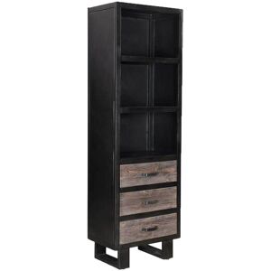 Pharao24.de Regal in Schwarz und Holz Grey Wash drei Schubladen
