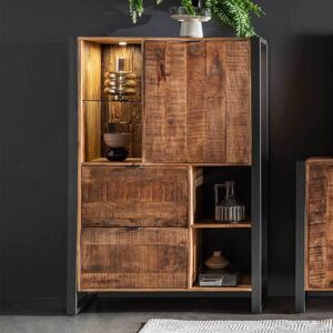 Pharao24.de Wohnzimmer Schrank im Industrie und Loft Stil LED Beleuchtung