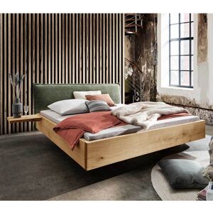 Pharao24.de 140x200 Bett mit Konsole in Wildeichefarben Dunkelgrün (dreiteilig)