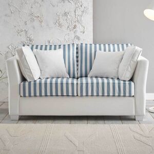 Pharao24.de Zweisitzer Sofa gestreift in Blau und Weiß Microfaser und Holz