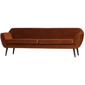 Pharao24.de Modernes Sofa Samtbezug in Rostbraun Vierfußgestell aus Holz