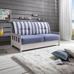 Pharao24.de Maritimes Sofa mit Schlaffunktion Blau Weiß Streifen Muster
