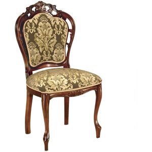 Pharao24.de Barockstil Stuhl in Nussbaumfarben Beige Gold