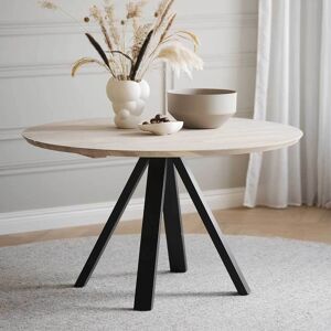 Pharao24.de Moderner Esstisch in Holz White Wash und Schwarz 130 cm breit