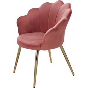 Pharao24.de Stuhl Samt Rosa Gold im Retro Stil Gestell aus Metall