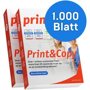 print24 Druckerpapier Kopierpapier 1000 Blatt 2 x 500 A4 80g Premium Hochweiß CIE 160 Testsieger PEFC Umweltzertifikat