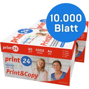 print24 Druckerpapier Kopierpapier 10000 Blatt 20 x 500 A4 80g Premium Hochweiß CIE 160 Testsieger PEFC Umweltzertifikat