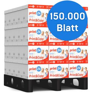 print24 Druckerpapier Kopierpapier 150000 Blatt 60 x 2500 A4 80g Premium Hochweiß CIE 160 Testsieger PEFC Umweltzertifikat