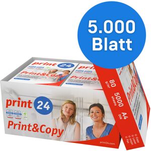 print24 Druckerpapier Kopierpapier 5000 Blatt 10 x 500 A4 80g Premium Hochweiß CIE 160 Testsieger PEFC Umweltzertifikat