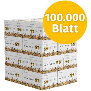 Infowerk Druckerpapier Kopierpapier 100000 Blatt 20 x 5000 A4 80g Premium Hochweiß CIE 160 Testsieger PEFC Umweltzertifikat