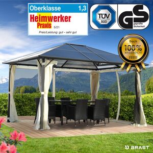 Brast Alu Pavillon PREMIUM mit festem Dach 3x4m beige