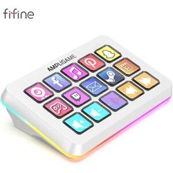 FIFINE D6 Makro Stream Controller App-Triggered Actions mit 15-Tasten-programmierbarem Deck für Live-Streaming, für OBS/Twitch/YouTube