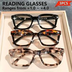 cabecade（配饰） 3 Stück Lesebrille, Anti-Blau, Presbyopie-Brille, Komfort, modische Qualitätsleser für Damen und Herren, quadratische Rahmenbrille