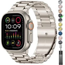 yunfook Edelstahl-Armband aus Titanlegierung für Apple Watch Band Ultra 2 49 mm 44 mm 45 mm 46 mm 41 mm Armband iWatch Serie 6/7/8/9/10