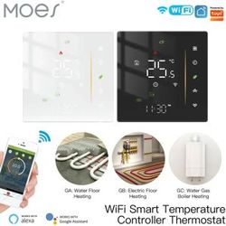 MOES Thermostat WiFi Drahtloser Raumtemperaturregler für Wasser/elektrische Fußbodenheizung Gaskessel Luftfeuchtigkeit Tuya Alexa Google