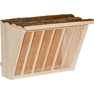 XL Kleintier Heuraufe mit Sitzbrett aus Holz