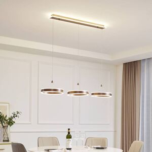 Lucande LED-Hängelampe Kolo, 114 cm, 3-flg., braun, dimmbar