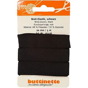 buttinette Gummiband "Breit-Elastik", schwarz, Breite: 20 mm, Länge: 5 m