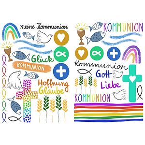 Kerzentattoos "Kommunion", 2 Bogen