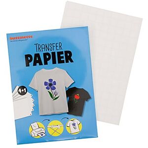 buttinette Transferpapier, weiß, für helle und dunkle Textilien, DIN A4, 5 Blatt
