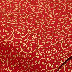 Baumwollstoff Ranke "Mona", rot/gold