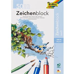 Folia Zeichenblock, weiß, A4, 50 Blatt