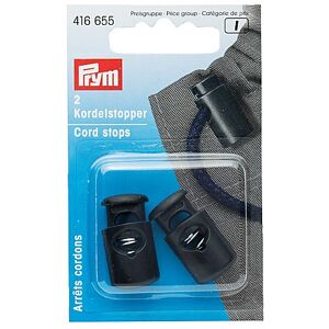 Prym Kordelstopper, schwarz, für Kordeln bis 6 mm Ø, Inhalt: 2 Stück