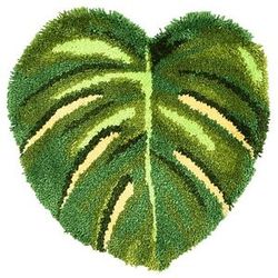 Knüpf-Formteppich "Monstera-Blatt", 55 x 57 cm