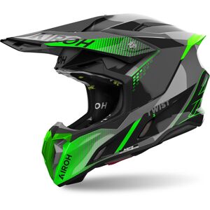 Airoh Twist 3 Shard Motocross Helm - Schwarz Grau Grün - XL - unisex
