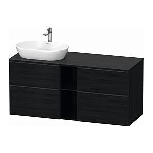 Duravit D-Neo Waschtisch-Unterschrank DE4970L1616 140 x 55 cm, Eiche Schwarz, wandhängend, 4 Schubkästen, 1 Konsolenplatte, Becken links