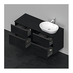 Duravit D-Neo Waschtisch-Unterschrank DE4970R1616 140 x 55 cm, Eiche Schwarz, wandhängend, 4 Schubkästen, 1 Konsolenplatte, Becken rechts