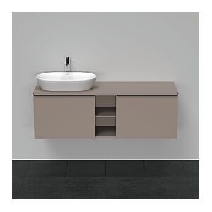 Duravit D-Neo Waschtisch-Unterschrank DE4950L4343 140 x 55 cm, Basalt Matt, wandhängend, 2 Auszüge, 1 Konsolenplatte, Becken links