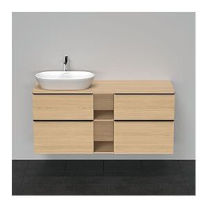 Duravit D-Neo Waschtisch-Unterschrank DE4970L3030 140 x 55 cm, Eiche Natur, wandhängend, 4 Schubkästen, 1 Konsolenplatte, Becken links