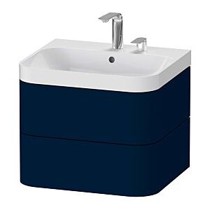 Duravit Happy D.2 Plus Möbelwaschtisch HP4345E9898 57,5 x 49 cm, 2 Hahnlöcher, nachtblau seidenmatt, 2 Schubkästen