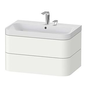 Duravit Happy D.2 Plus Möbelwaschtisch HP4347E3636 77,5 x 49 cm, 2 Hahnlöcher, weiß seidenmatt, 2 Schubkästen