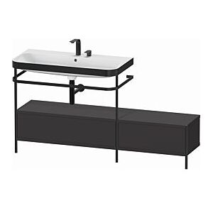 Duravit Happy D.2 Plus Möbelwaschtisch-Kombination HP4763E8080 160x49cm, mit Metallkonsole, 2 Hahnlöcher, graphit supermatt