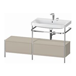 Duravit Happy D.2 Plus Möbelwaschtisch-Kombination HP4857E6060 140x49cm, mit Metallkonsole, 2 Hahnlöcher, taupe seidenmatt