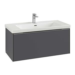 Villeroy und Boch Subway 3.0 Waschtisch-Unterschrank C569L1RK 97,3x42,9x47,8cm, mit LED/Griff Volcano black, stone oak