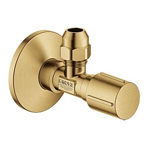 Grohe Eckventil 22037GN0 1/2" x 3/8", Metallgriff, Rosette, Quetschverschraubung 1 cm, cool sunrise gebürstet