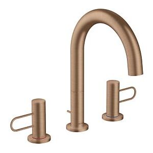 Hansgrohe Axor Uno 3-Loch-Waschtischarmatur 38054310 Ausladung 173mm, mit Bügelgriffen, Zugstangen-Ablaufgarnitur, brushed red gold