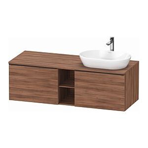 Duravit D-Neo Waschtisch-Unterschrank DE4950R7979 140 x 55 cm, Nussbaum Natur, wandhängend, 2 Auszüge, 1 Konsolenplatte, Becken rechts