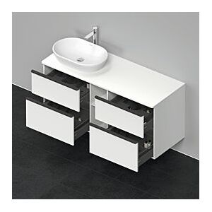 Duravit D-Neo Waschtisch-Unterschrank DE4970L1818 140 x 55 cm, Weiß Matt, wandhängend, 4 Schubkästen, 1 Konsolenplatte, Becken links