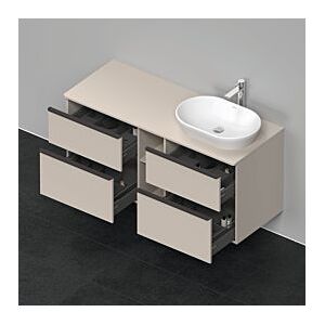 Duravit D-Neo Waschtisch-Unterschrank DE4970R9191 140 x 55 cm, Taupe Matt, wandhängend, 4 Schubkästen, 1 Konsolenplatte, Becken rechts