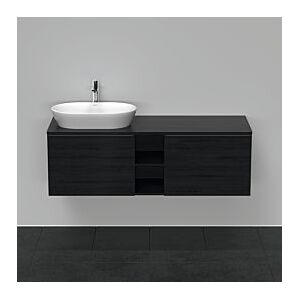 Duravit D-Neo Waschtisch-Unterschrank DE4950L1616 140 x 55 cm, Eiche Schwarz, wandhängend, 2 Auszüge, 1 Konsolenplatte, Becken links